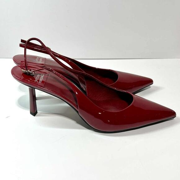 JEFFREY CAMPBELL Size 9.5 Gambol Slingback Pointed Toe Pump In Cherry Red Patent - Picture 5 of 13